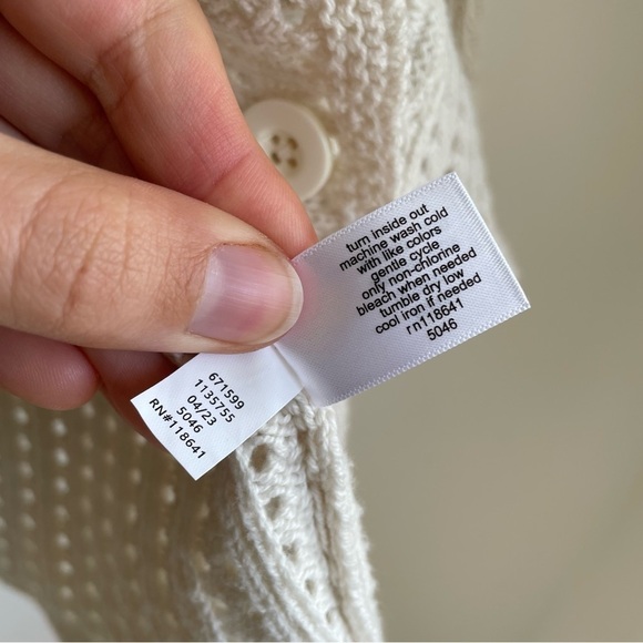 Lane Bryant cottagecore coastal beachy cardigan open knit crochet button 10/12 - Picture 6 of 9